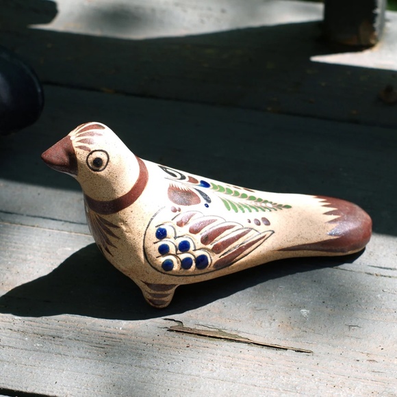 Signed Mexico Folk Art, Handmade Terra Cotta, Ceramic Bird Sculpture, Figurine, - Picture 3 of 7